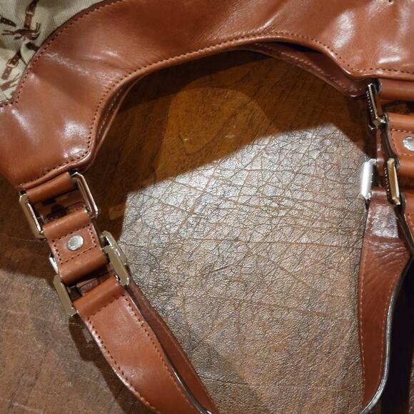 Rare Longchamp Logo Brown Jacquard & Brown Leather Hobo Shoulder Bag - Picture 12 of 16